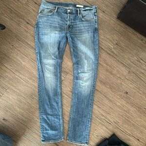 All Saints Men's Blue Washed Slim Jeans